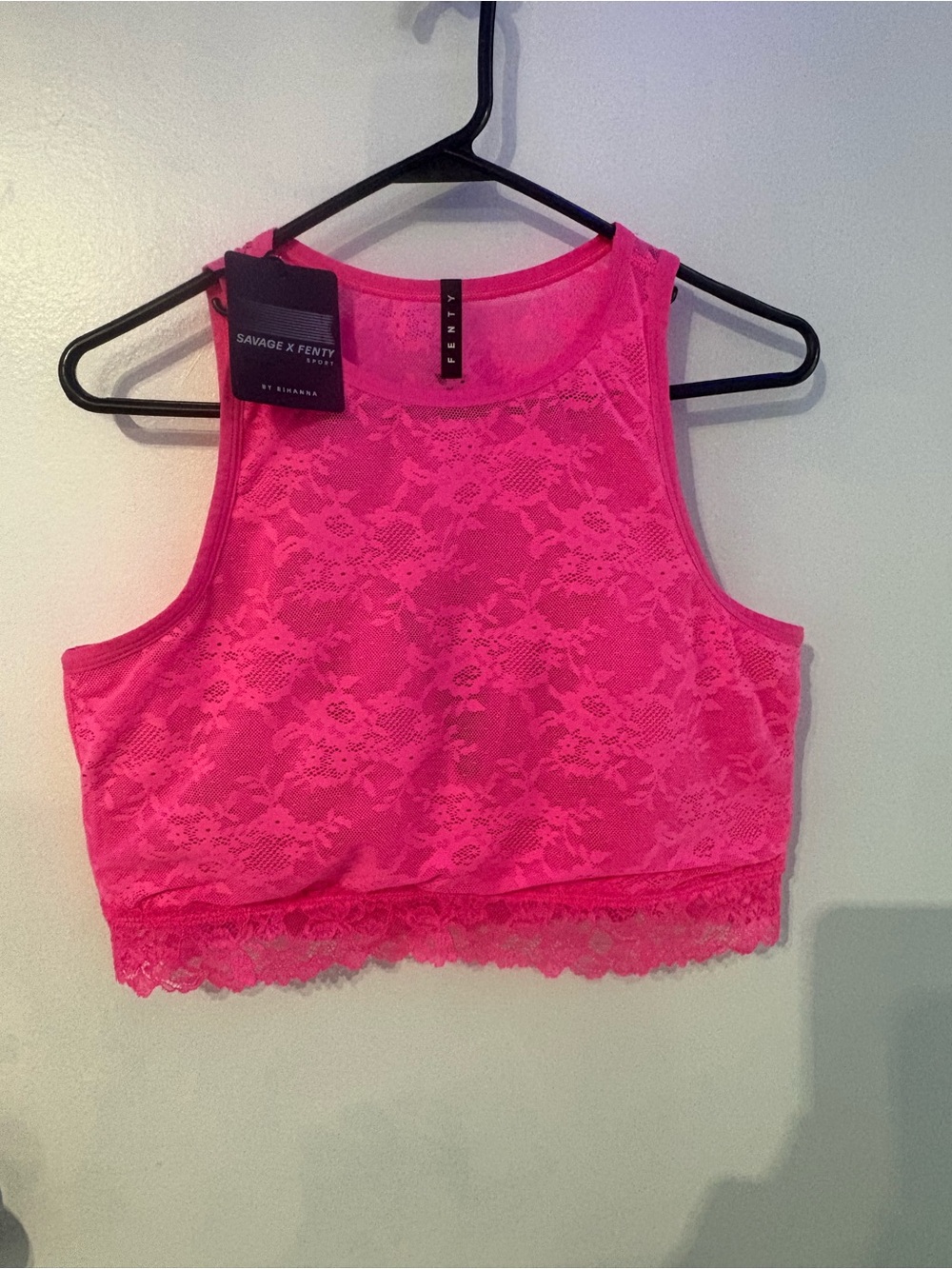 Savage X Fenty Active  Neon Pink Lace Tank Bralette